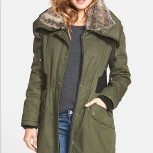 DKNY Faux Fur Trim Utility Parka